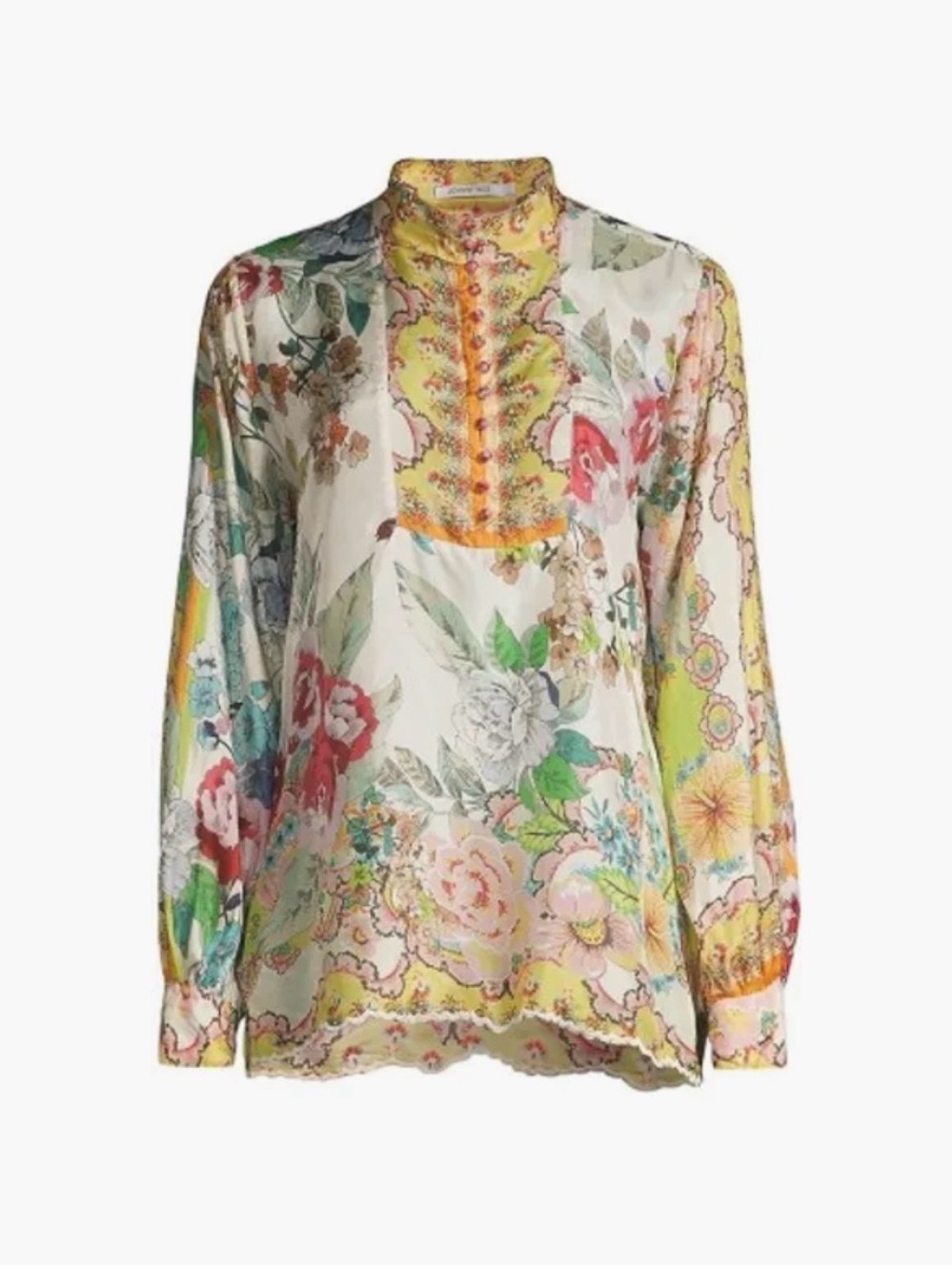 Johnny Was Rossy Abby Floral Silk Blouse - Size M